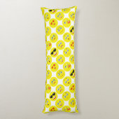 Gelb- und Weißmoji-Muster Seitenschläferkissen (Rückseite (Vertikal))
