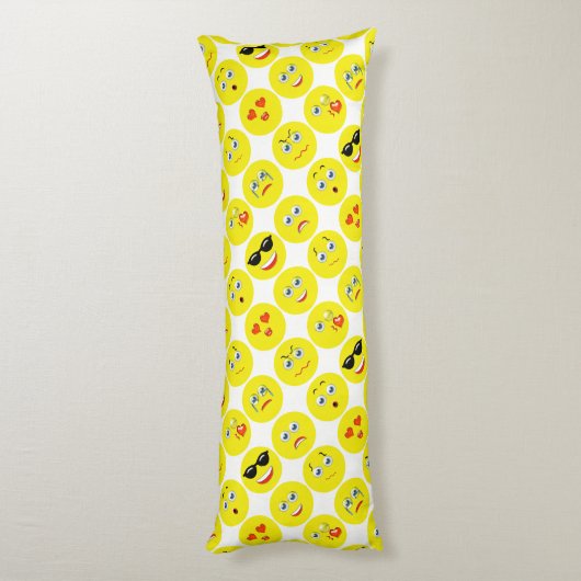 Gelb- und Weißmoji-Muster Seitenschläferkissen (Rückseite (Vertikal))