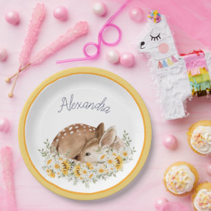 Gelb unser kleiner lieber Hirsch, Sonnenblumen Dai Pappteller