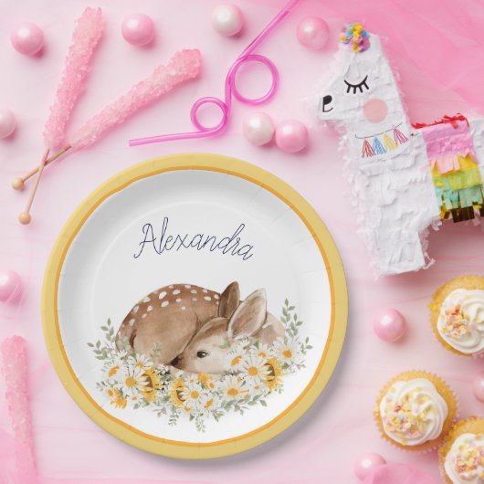 Gelb unser kleiner lieber Hirsch, Sonnenblumen Dai Pappteller (Party)