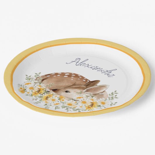 Gelb unser kleiner lieber Hirsch, Sonnenblumen Dai Pappteller (Schrägansicht)