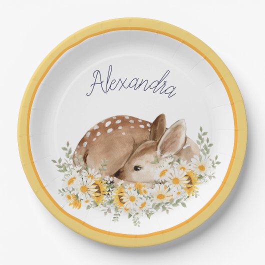 Gelb unser kleiner lieber Hirsch, Sonnenblumen Dai Pappteller (Vorderseite)