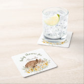 Gelb unser kleiner lieber Hirsch, Sonnenblumen Dai Rechteckiger Pappuntersetzer (Vor Ort)