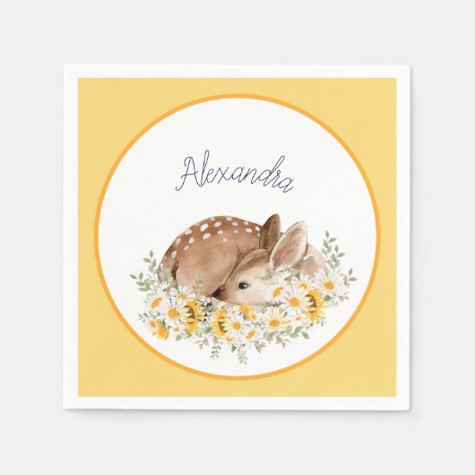 Gelb unser kleiner lieber Hirsch, Sonnenblumen Dai Serviette (Vorderseite)