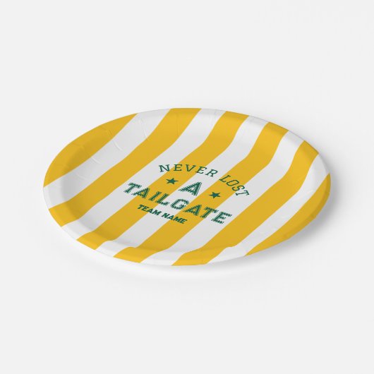 Gelb verliert nie einen benutzerdefinierten Teamsp Pappteller (Schrägansicht)
