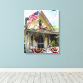 Gelb Viktorianisch mit Bunting - Martha's Vineyard Leinwanddruck (Insitu (Holzboden))