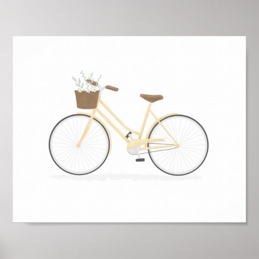 Gelb Vintage-Fahrrad mit Korb Poster (Vorne)