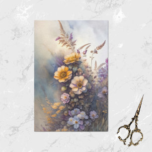 Gelb-violette Mumbaenblumen Wasserfarbe Seidenpapier