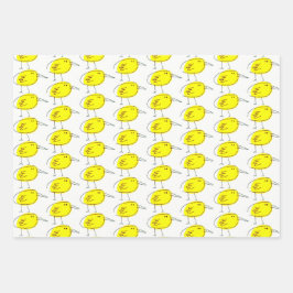 Gelb Vögel Geschenkpapier Flachblatt-Set von 3 Set