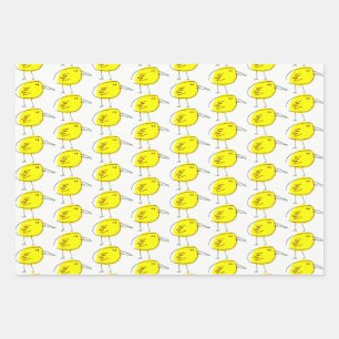 Gelb Vögel Geschenkpapier Flachblatt-Set von 3 Set