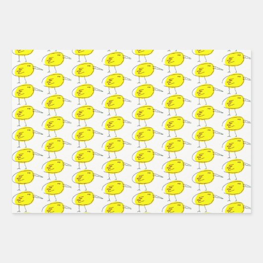Gelb Vögel Geschenkpapier Flachblatt-Set von 3 Set (Vorderseite)
