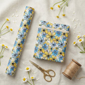 Gelb-weich-blau-gelb-leuchtendes Retro-Muster Geschenkpapier