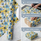 Gelb-weich-blau-gelb-leuchtendes Retro-Muster Geschenkpapier