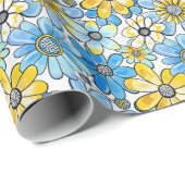 Gelb-weich-blau-gelb-leuchtendes Retro-Muster Geschenkpapier (Rolleneckpunkt)