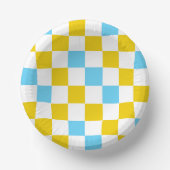 Gelb Weiß Blau Kariertes Design  Pappteller (Vorderseite)