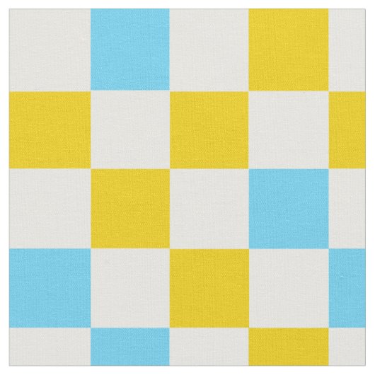 Gelb Weiß Blau Kariertes Design Stoff (Nahaufnahme)