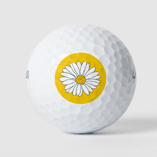 Gelb & Weiß Daisy 2 Golfball (Vorderseite)