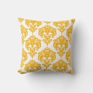 Gelb & Weiß Damast Chic Modern Elegantes Muster Kissen