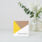 Gelb-weiß-geometrisch Quadratische Visitenkarte (Stehend Vorderseite)