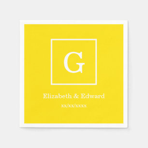 Gelb-weiß gerahmtes Initialen-Monogramm Serviette