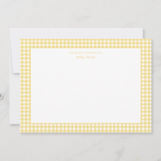 Gelb-Weiß-Gingham-geschlechtsneutral Dankeskarte (Vorderseite)