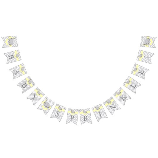 Gelb, Weiß-Grau-Elefant Baby Sprinkle Wimpelkette (Alle)
