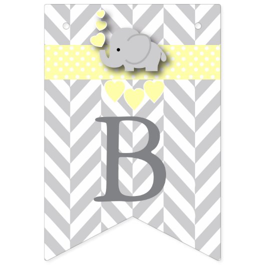 Gelb, Weiß-Grau-Elefant Baby Sprinkle Wimpelkette (Zweite Fahne)