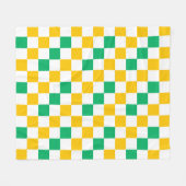 Gelb Weiß Grün Kariertes Design  Fleecedecke (Vorderseite (Horizontal))