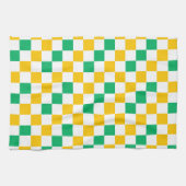 Gelb Weiß Grün Kariertes Design  Geschirrtuch (Horizontal)