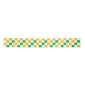 Gelb Weiß Grün Kariertes Design Satinband (Vorderseite)