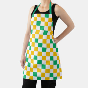 Gelb Weiß Grün Kariertes Design  Schürze