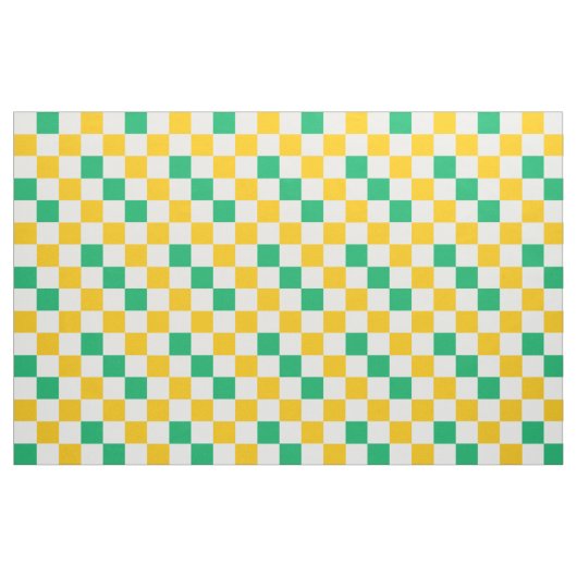 Gelb Weiß Grün Kariertes Design Stoff (Fat Quarter (45,7 x 55,9 cm))