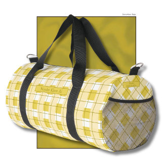 Gelb-weiß kariert, Ihr Name Duffle Bag