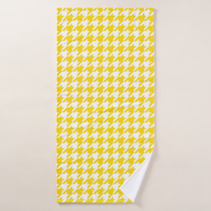 Gelb-weiß kariert mit Houndstooth-Muster Badehandtuch