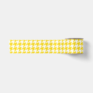 Gelb-weiß kariert mit Houndstooth-Muster Satinband