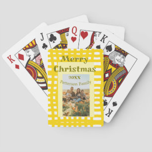 Gelb weiß kariert Retro-Weihnachts-Familie Spielkarten