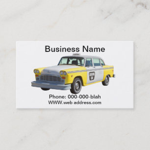 Gelb-weiß kariertes Taxi Visitenkarte