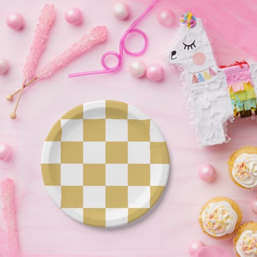 Gelb/weiß lackiert pappteller (Party)