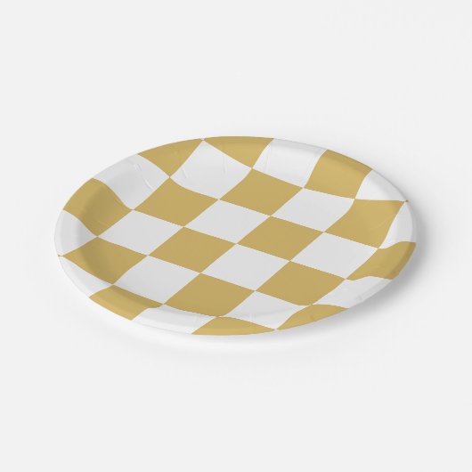 Gelb/weiß lackiert pappteller (Schrägansicht)