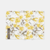 Gelb & Weiß Magnolia Blossom Wasserfarben Muster Fleecedecke (Vorderseite (Horizontal))