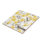 Gelb & Weiß Magnolia Blossom Wasserfarben Muster Fliese (Seite)