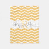 Gelb/weiß Monogramm Name Halten Sie Zickzack Fleecedecke (Vorderseite)