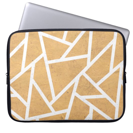 Gelb-Weiß-Mosaikmuster Laptopschutzhülle (Vorderseite)