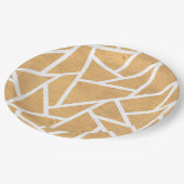 Gelb-Weiß-Mosaikmuster Pappteller (Schrägansicht)