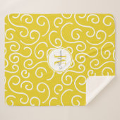 Gelb-Weiß-Muster mit Monogramm Sherpadecke (Vorderseite (Horizontal))