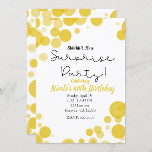 Gelb-Weiß-Polka-Dotblasen Überraschung Party Einladung