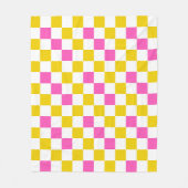Gelb Weiß Rosa Kariertes Design Fleecedecke (Vorderseite)