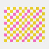 Gelb Weiß Rosa Kariertes Design Fleecedecke (Vorderseite (Horizontal))