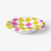 Gelb Weiß Rosa Kariertes Design Pappteller (Gewinkelt)