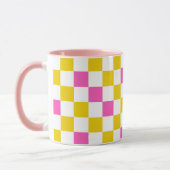 Gelb Weiß Rosa Kariertes Design  Tasse (Links)
